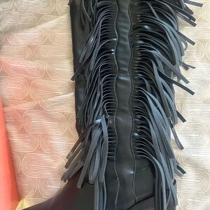 Amazon Black Fringe Ankle Boots